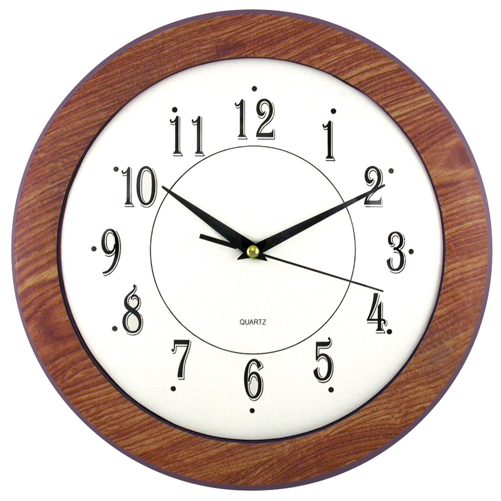 Timekeeper 12" Wood Grain Finish Round Wall Clock