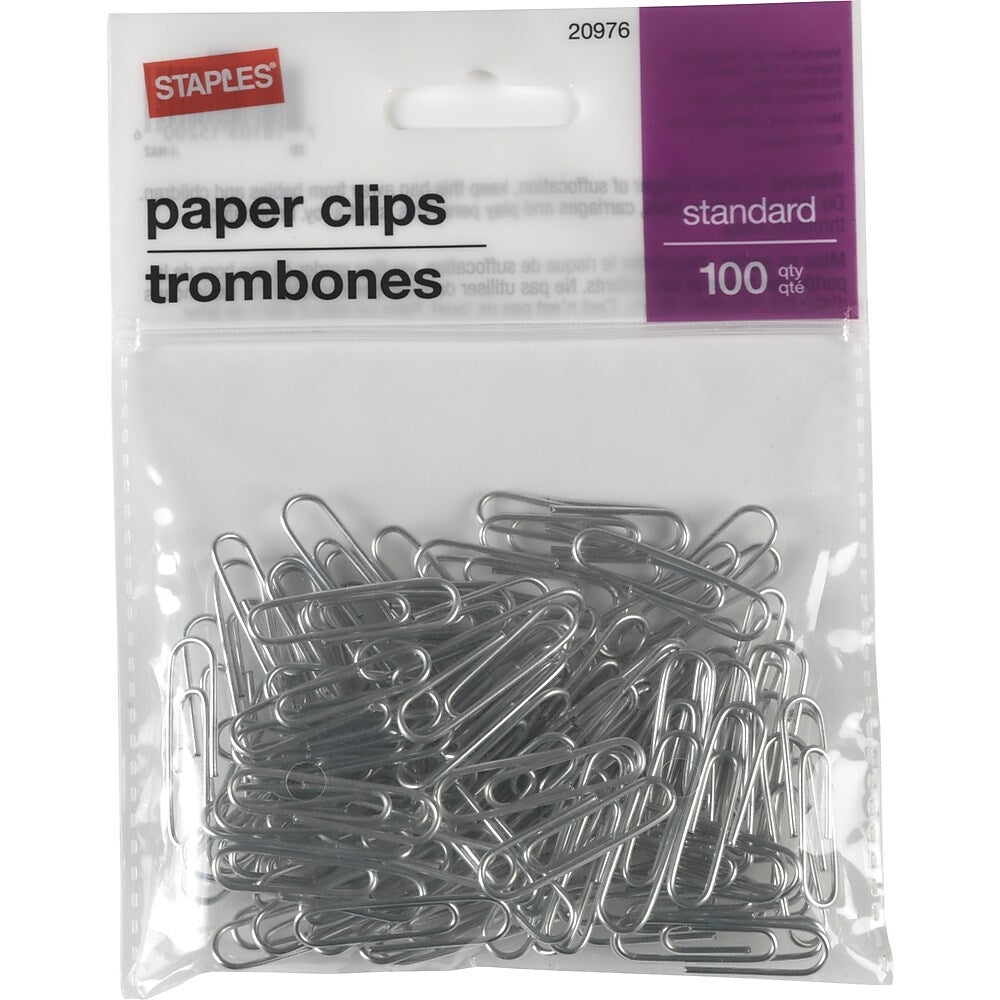 Trombones standard en vinyle Staples - Argent - Paquet de 100