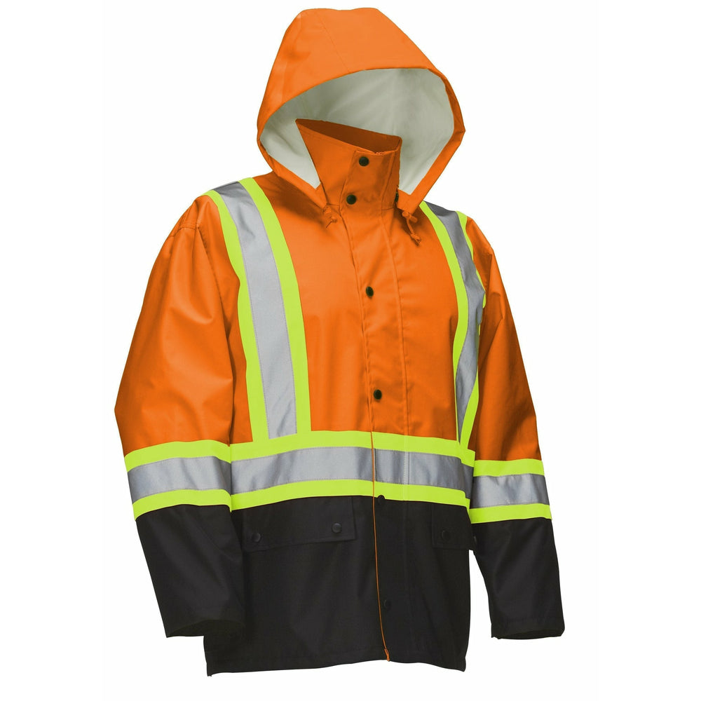 Veste de pluie haute visibilité Forcefield avec capuche amovible - Taille M - Orange/Noir