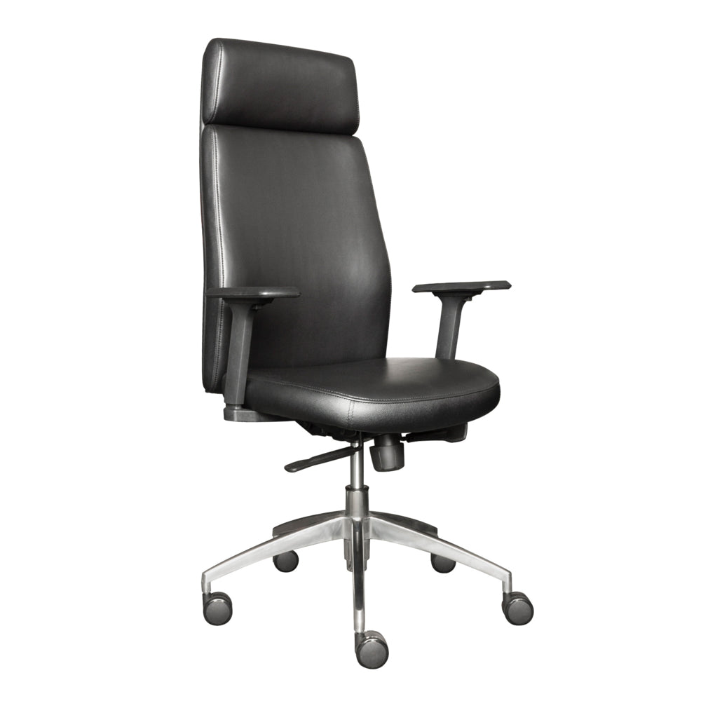 Fauteuil de direction Horizon Activ à dossier haut, inclinable et syncro-genoux, similicuir - Noir