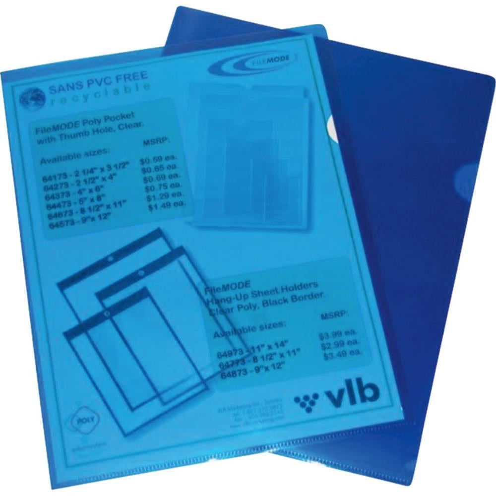 Pochettes de protection pour dossiers VLB Filemode - 28 x 21,5 cm - Bleu - Paquet de 10