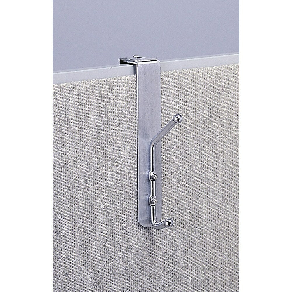 Patère double Safco, panneau de cabine, aluminium/chrome