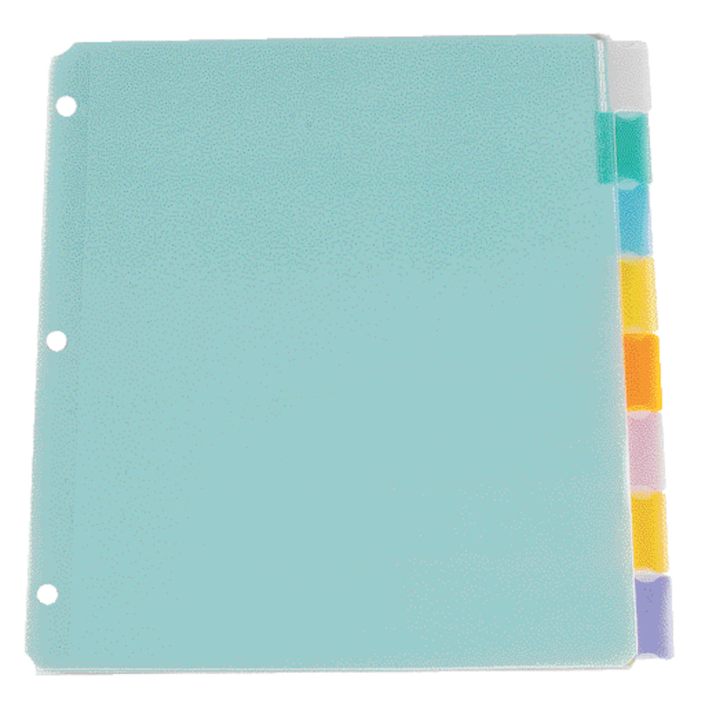 Intercalaires à onglets insérables Oxford Poly - 8 onglets - Format lettre - Couleurs assorties