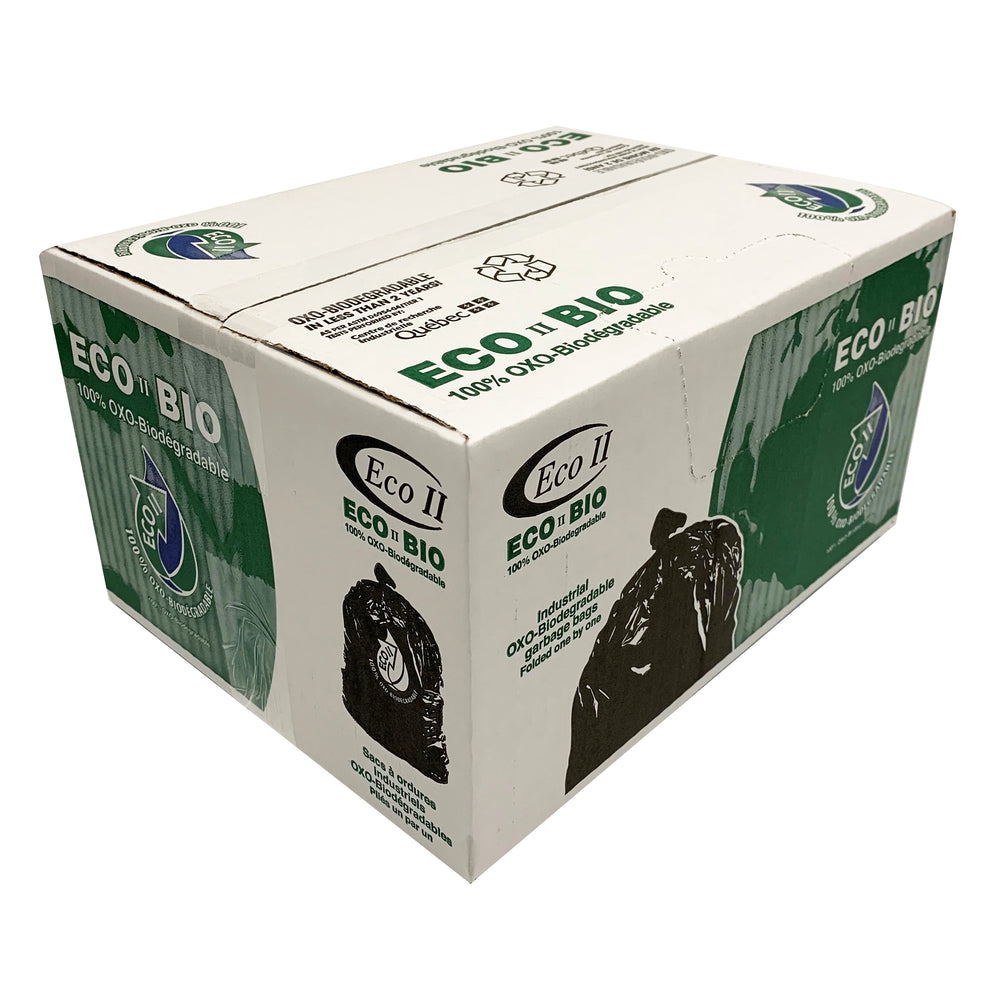 Eco II Oxo-Biodegradable Garbage Bags - 24" x 22" - Regular - Black - 50/Roll - 500 Pack