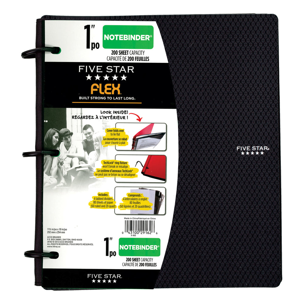 Classeur flexible Five Star - 80 feuilles - 26,5 x 29,5 cm - Couleurs assorties