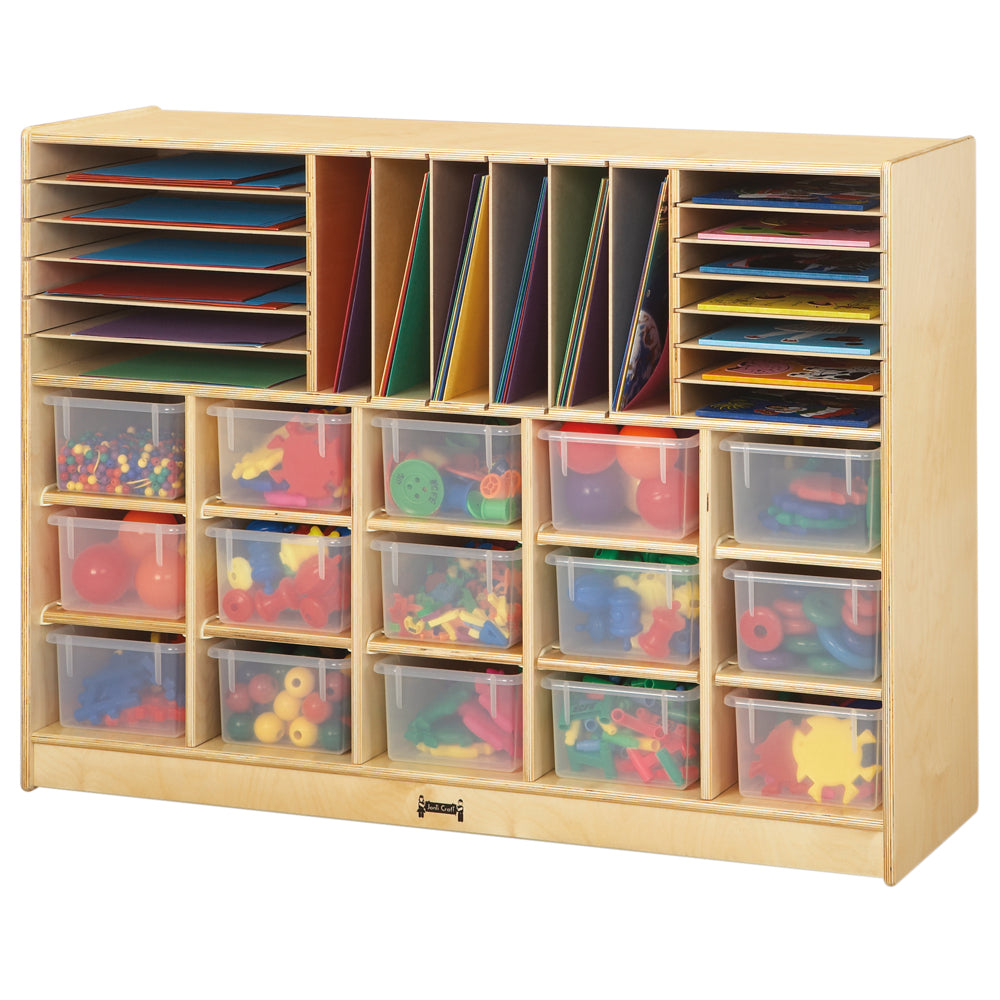 Jonti-Craft Baltic Birch Sectional Cubbie-Tray Mobile Unit with Clear Trays