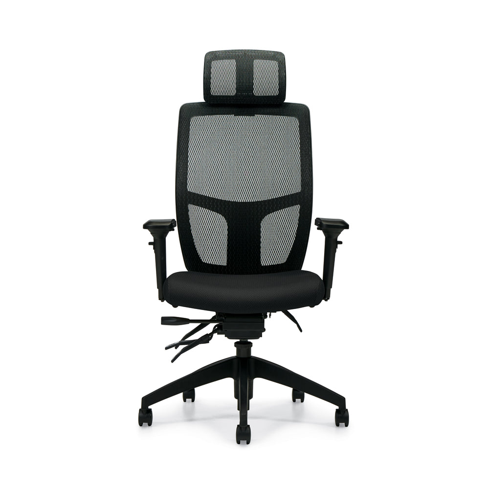 Fauteuil de bureau inclinable à dossier haut avec appui-tête Global Mirage - Echo - Noir