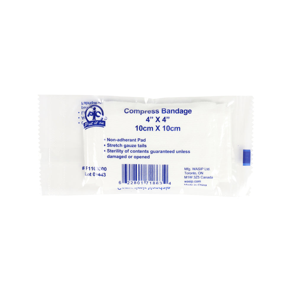 Bandage compressif Wasip - 10 cm l x 10 cm L - Lot de 6