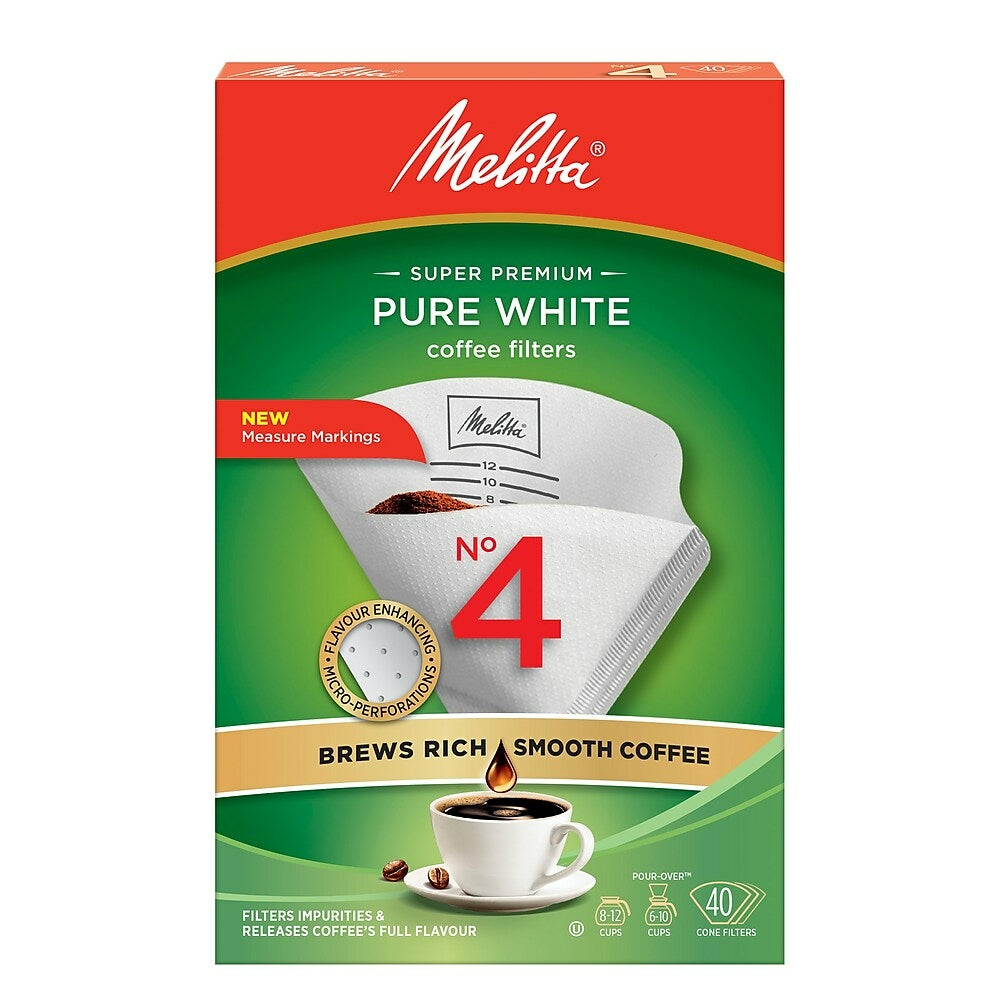 Melitta Coffee Filters, Cone Style #4, 40 Pack