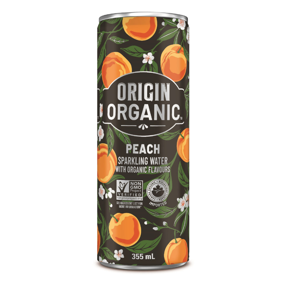 Eau pétillante bio Origin - Pêche - Pack de 24