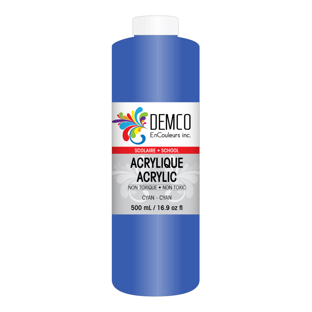 DEMCO EnCouleurs Inc School Acrylic Paint - 500 mL - Cyan