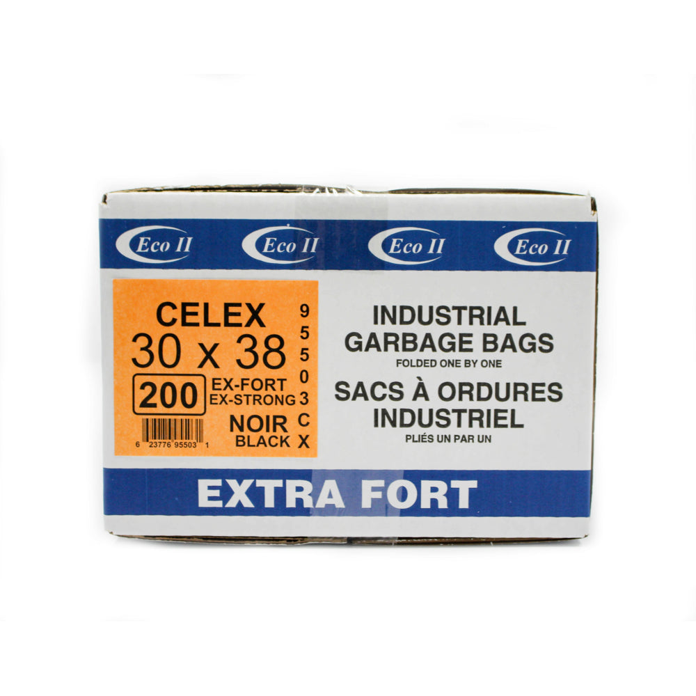 Eco II Garbage Bags, Extra Strong, Black, 30 x 38", 200 Pack