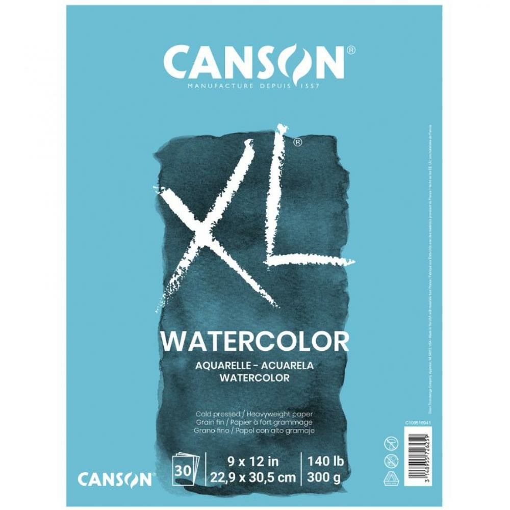 Papier aquarelle Canson XL, 9"x12", 30 pages/bloc.
