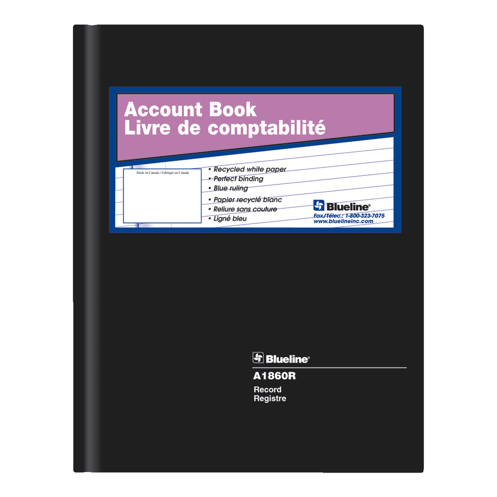 Blueline Account Book - Record Book - 9 1/4" x 7 1/4" - Black
