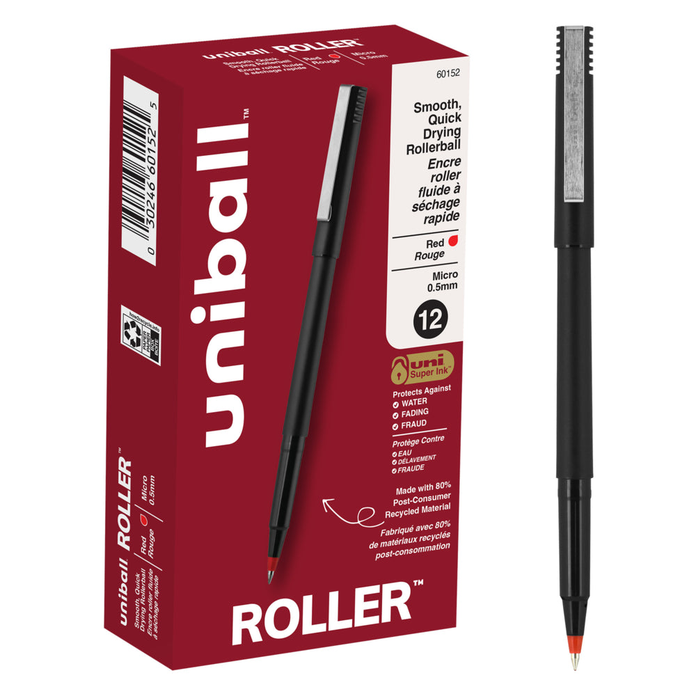 Stylo roller Uni-Ball - Micropointe (0,5 mm) - Rouge