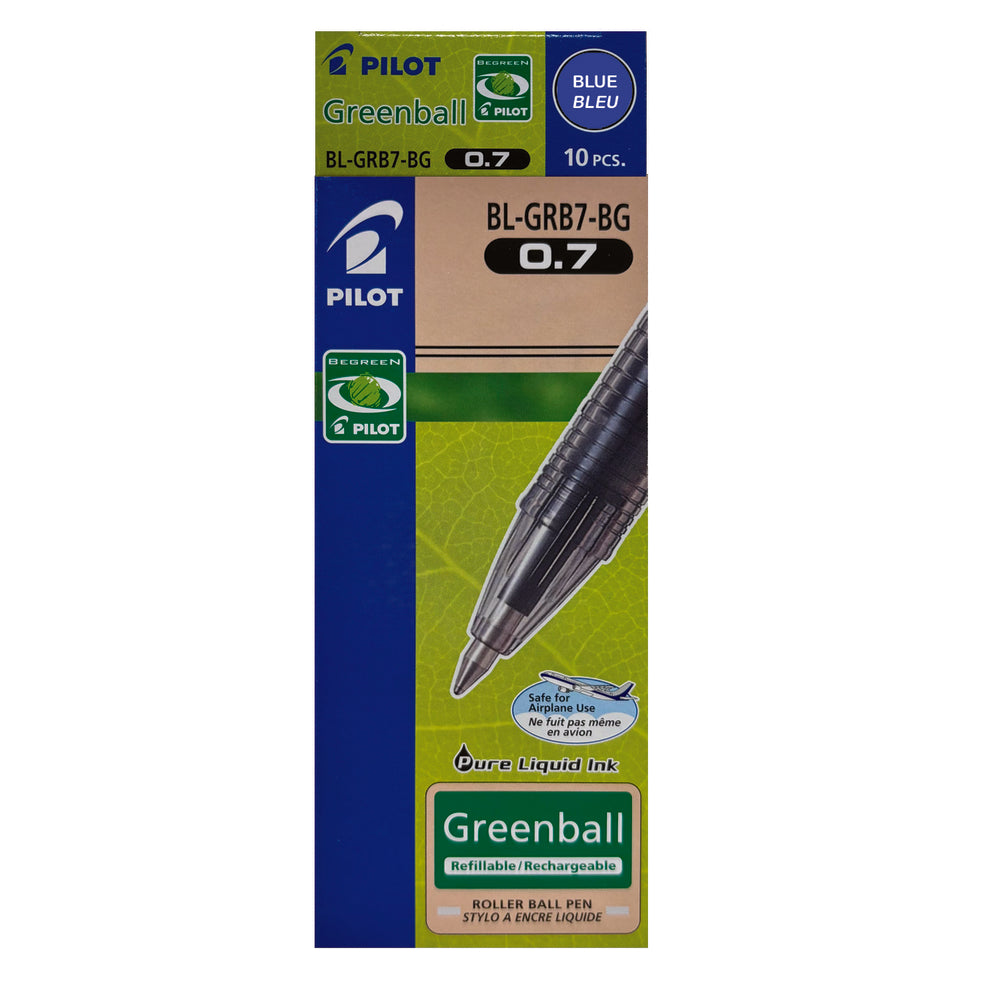 Pilot BeGreen GreenBall Liquid Ink Pen - Fine Point - 0.7 mm - Blue - 10 Pack