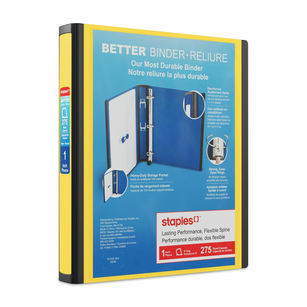 Classeur Staples Better Binder - 1" - Jaune