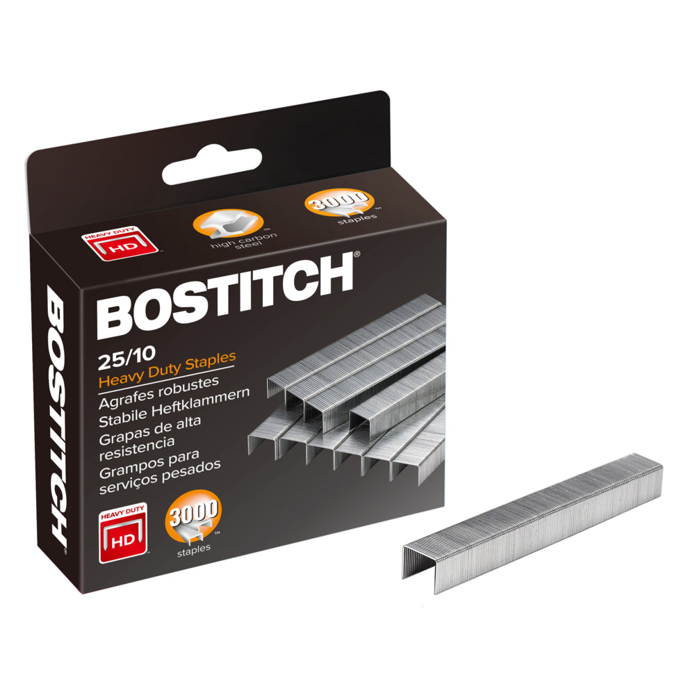 Bostitch 25/10 Premium Heavy Duty Staples - 3/8" - 65 Sheet Capacity - 3000 Pack