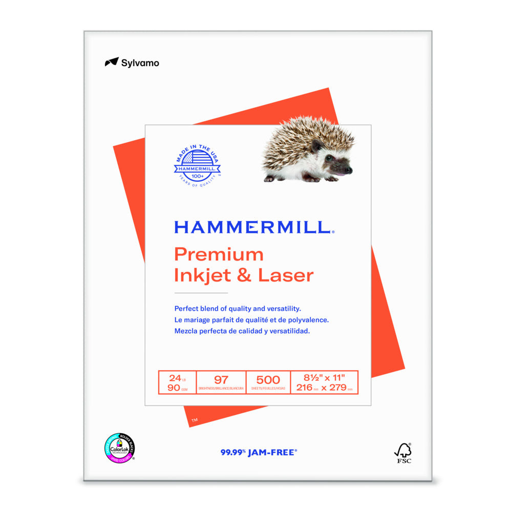 Spicers Hammermill Premium Inkjet & Laser Paper - 8.5" x 11" - 24 lb - White - FSC - 500/Pack