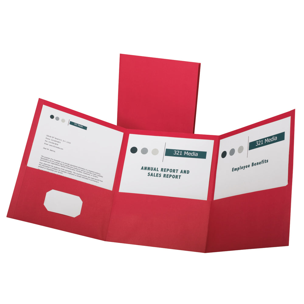 Chemises à trois volets Oxford - Format lettre - Rouge - Lot de 20