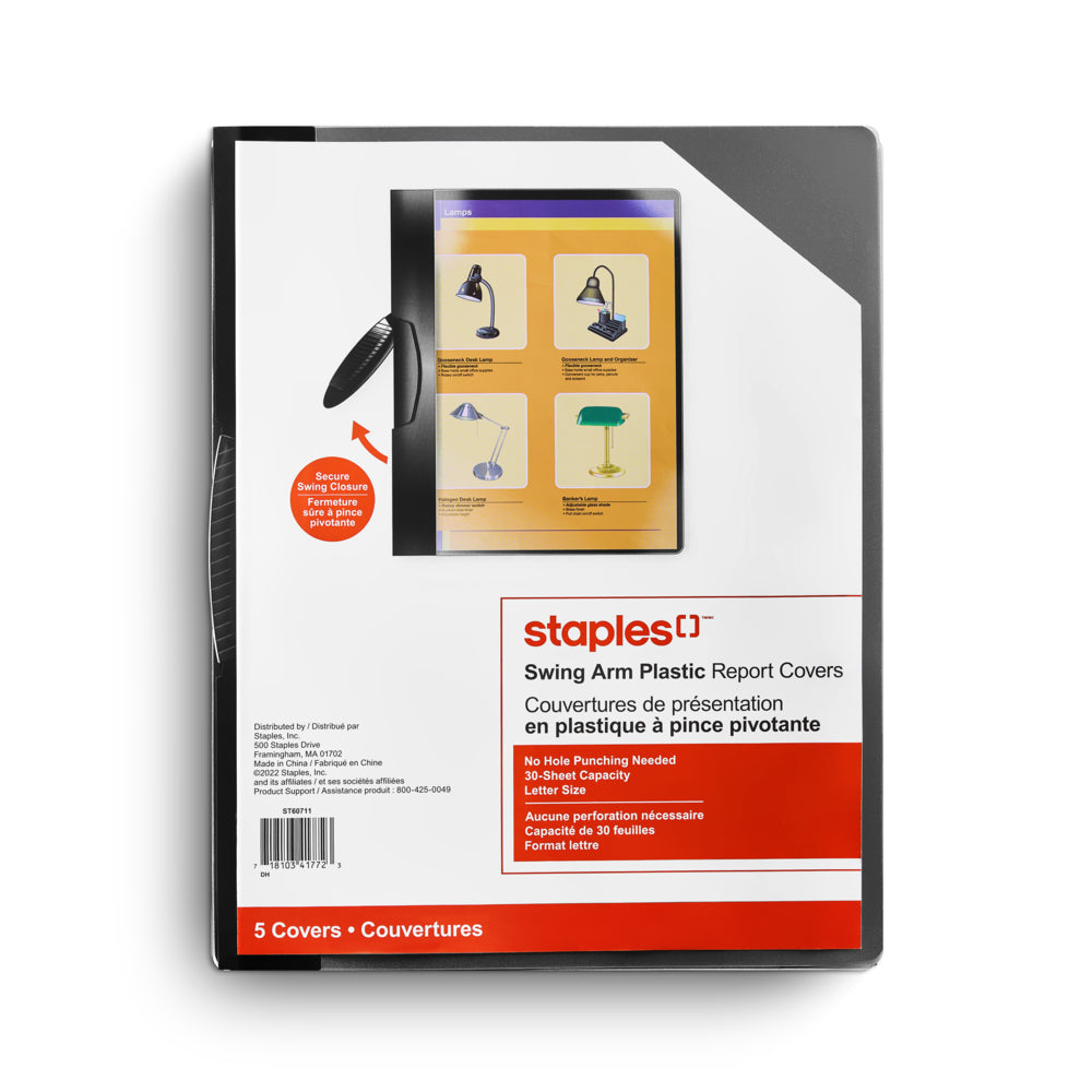Protège-documents Staples - Noir - Paquet de 5