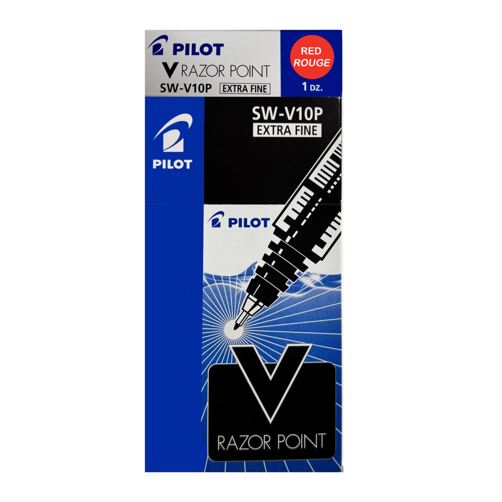 Pilot V Razor Point Marker Pen - Extra Fine Point - 0.8 mm - Red - 12 Pack
