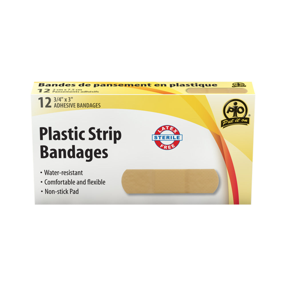 Pansement en plastique Wasip - 1,9 cm x 7,6 cm - Paquet de 12