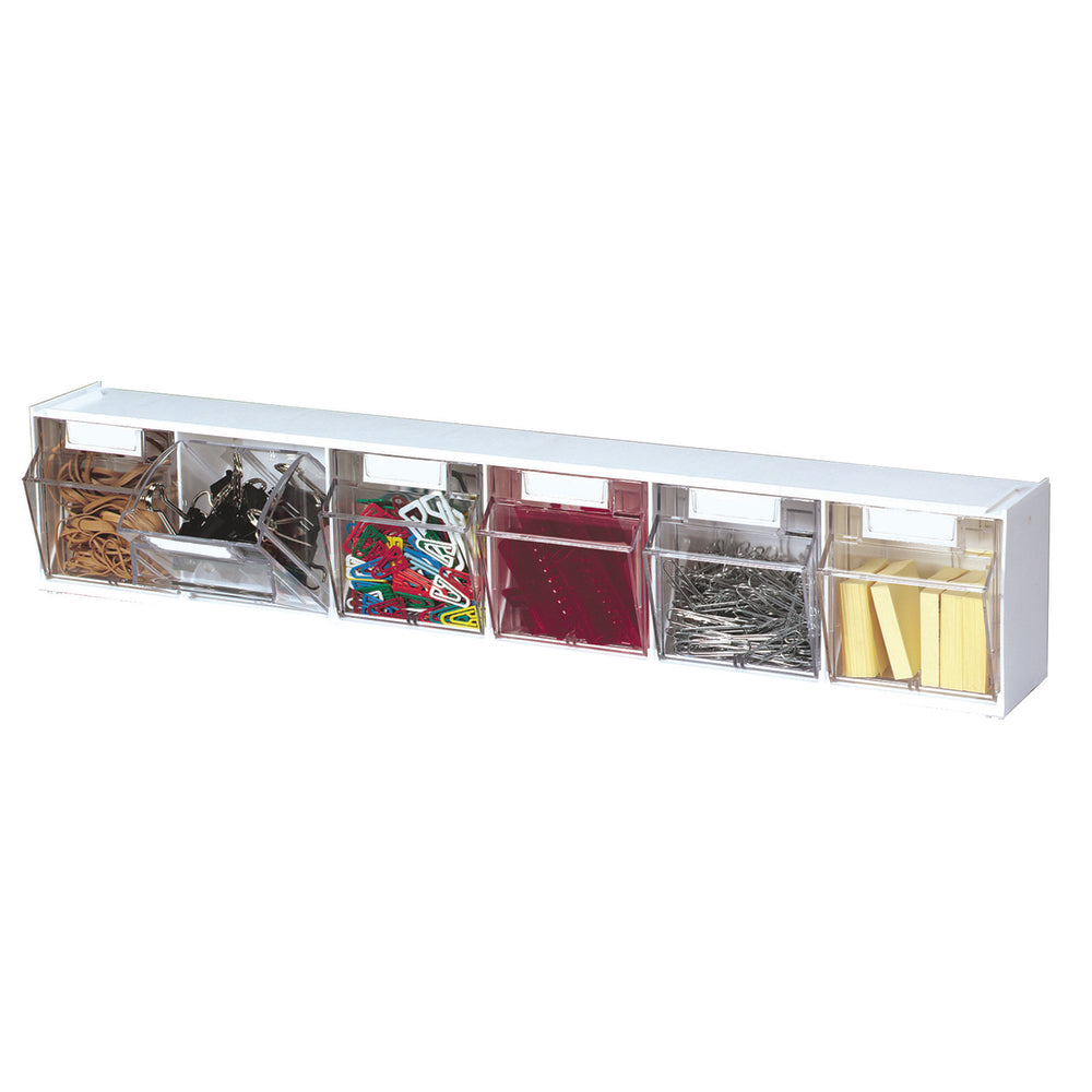 Bacs basculants emboîtables Deflecto - 6 compartiments - Blanc/Transparent (20603OP)
