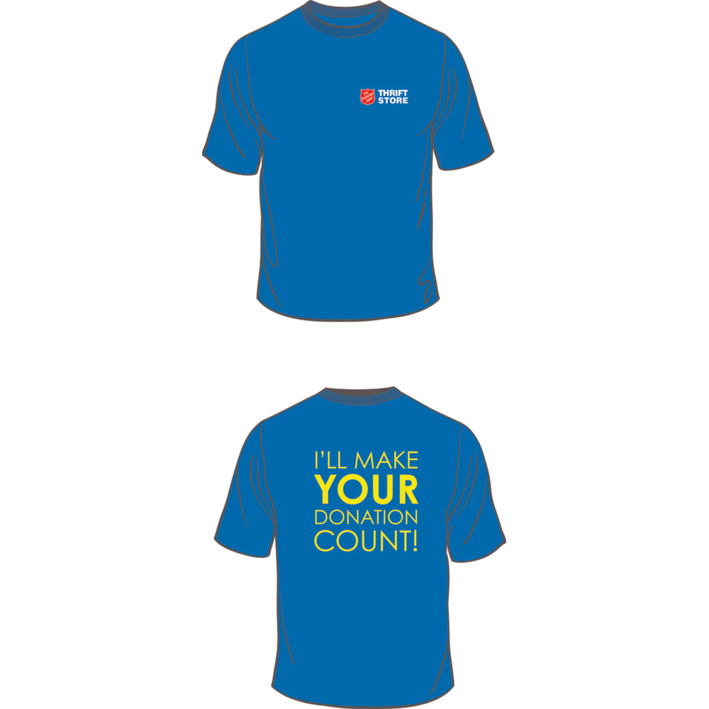 T-shirt Gildan de l'Armée du Salut, 100 % coton, bleu, taille L