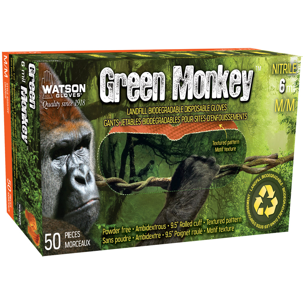 Green Monkey 6 Mil Disposable Gloves - Orange - Medium - 50 Pack