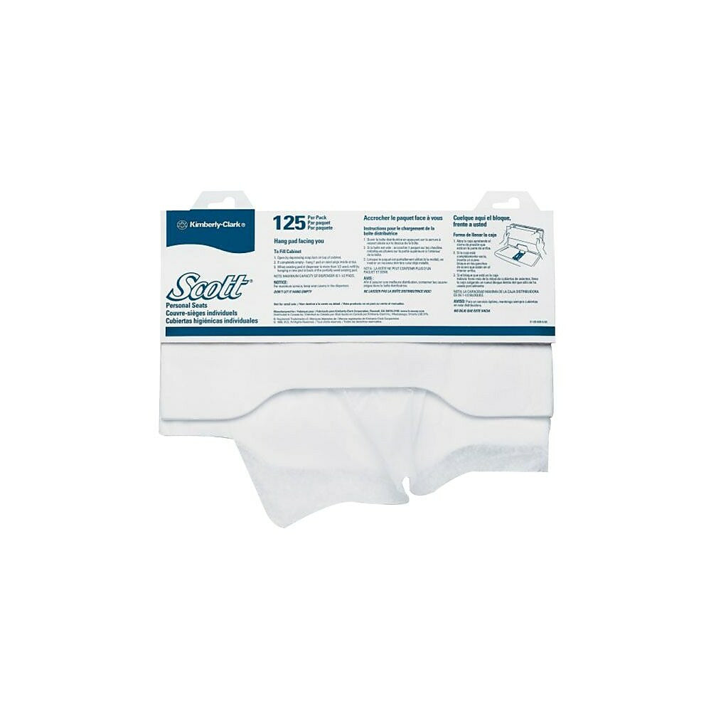 Scott 15" x 18" 1-Ply Personal Seat Cover - White - 125 Pack