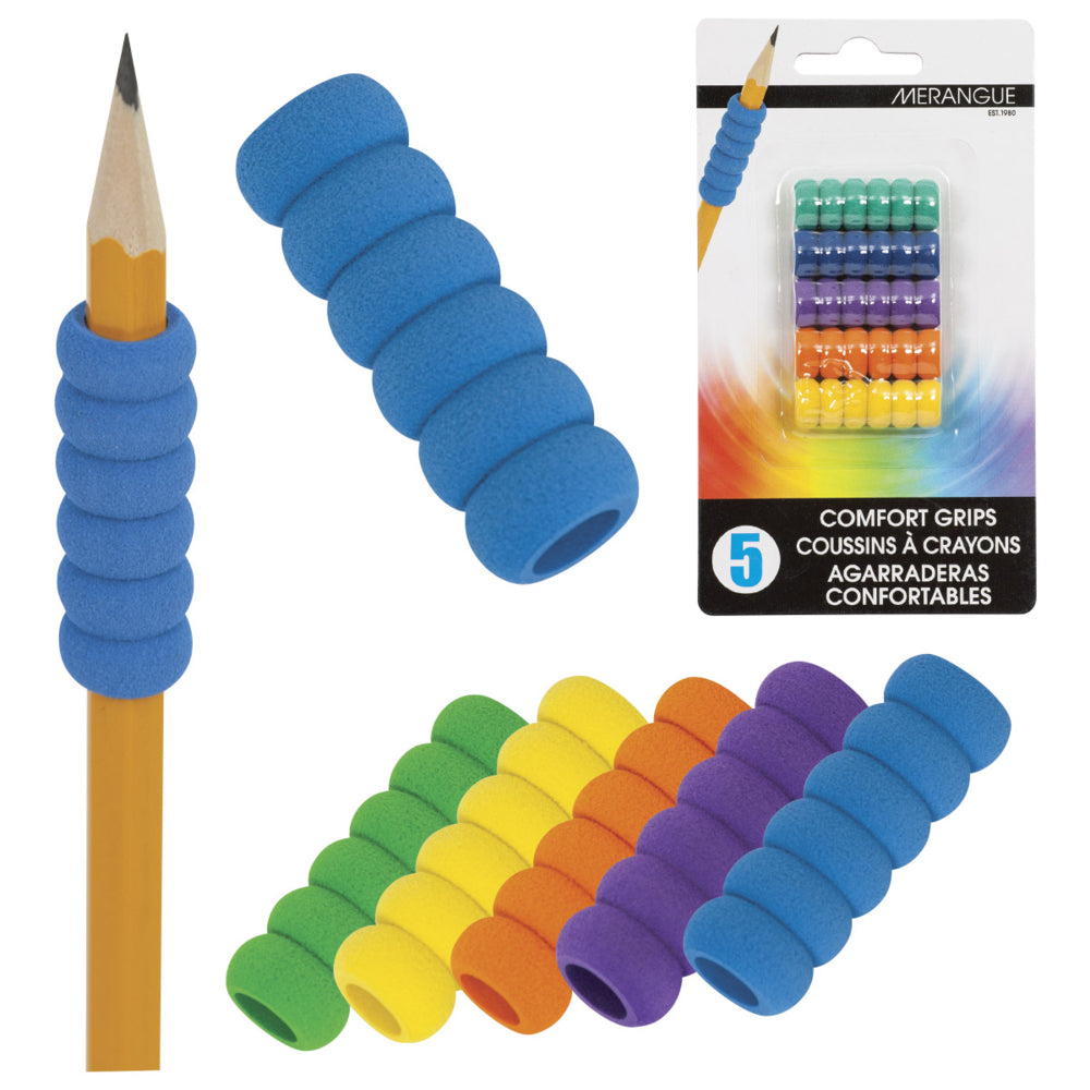 Merangue Comfort Pencil Grips - Assorted Colours - 5 Pack