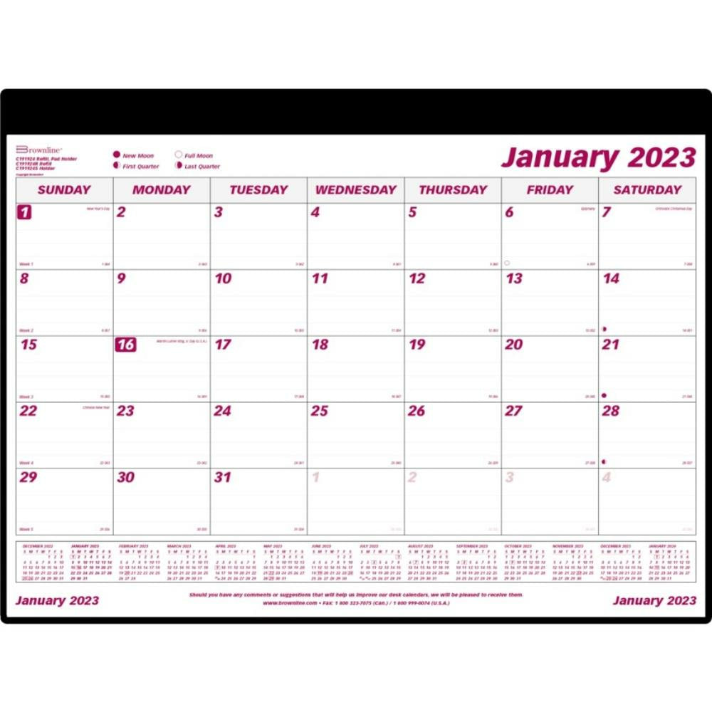 Calendrier mensuel Brownline 2023, format 61 x 49 cm, en anglais