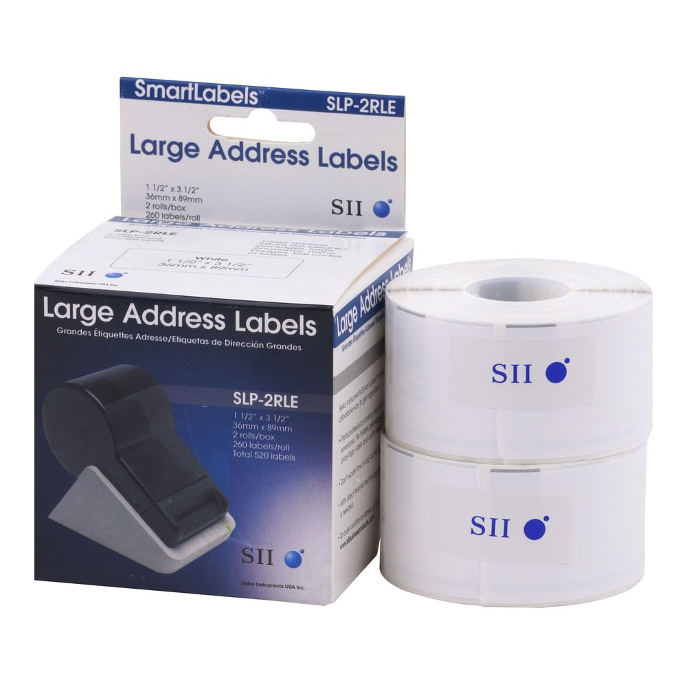 Seiko Large Address Labels - 7/16? x 1-1/2? - 260 Labels/Roll - 2 Rolls/Box