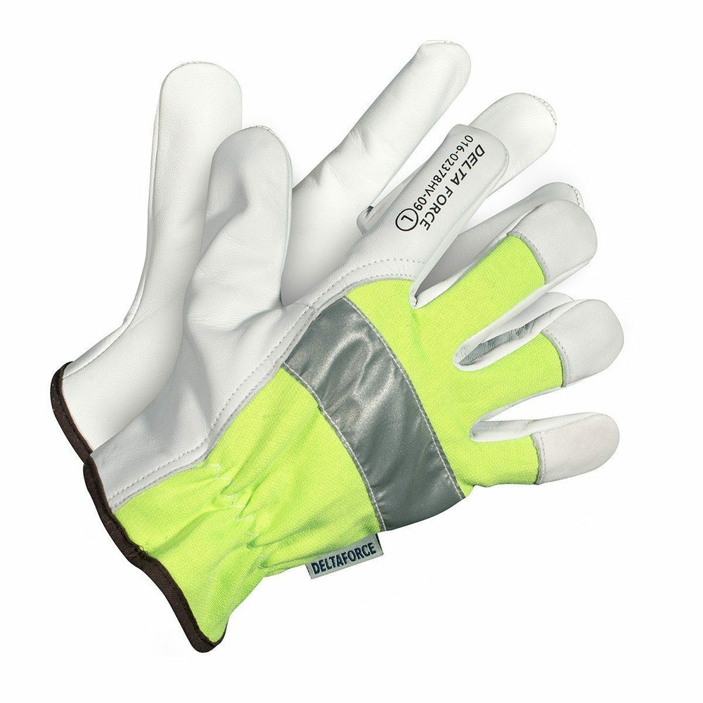 Gants de conduite Forcefield Delta Force en cuir de chèvre haute visibilité - Taille 9