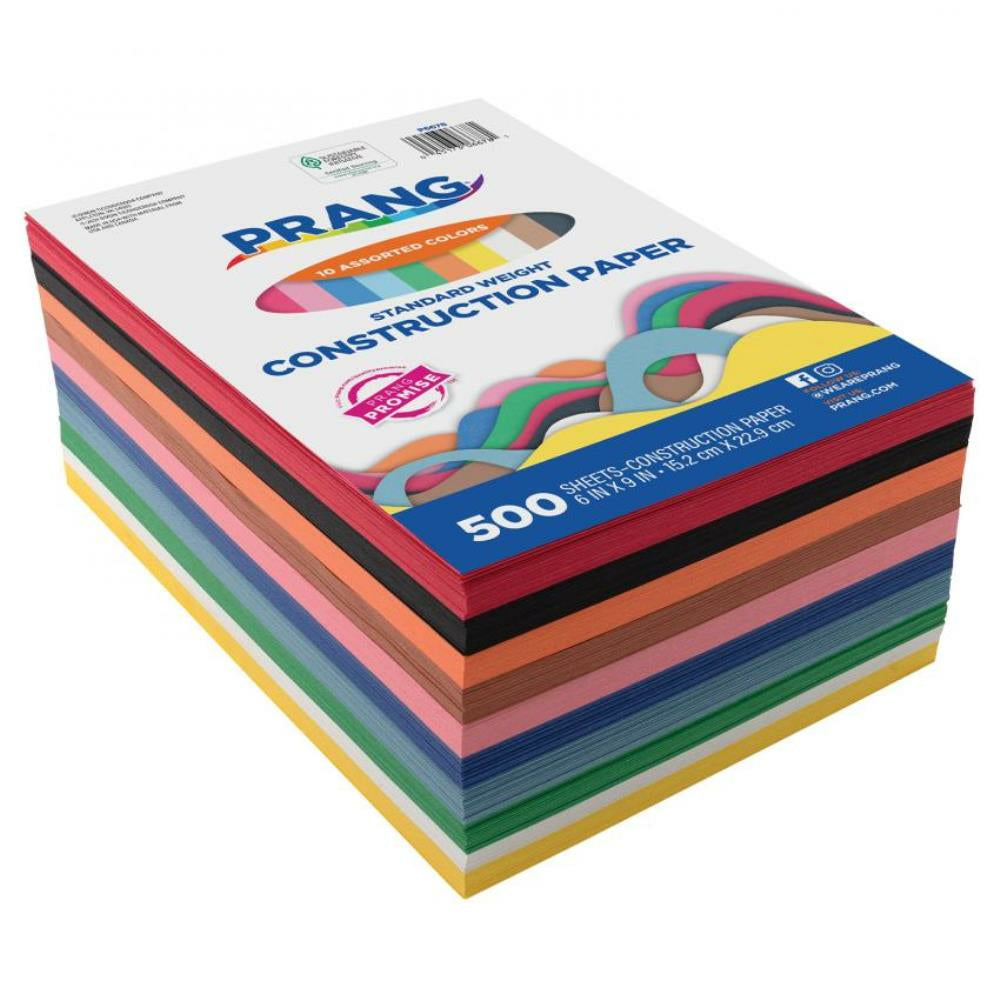 Prang Standard Weight Construction Paper, 10 Assorted Colors, 6" x 9", 500 Sheets