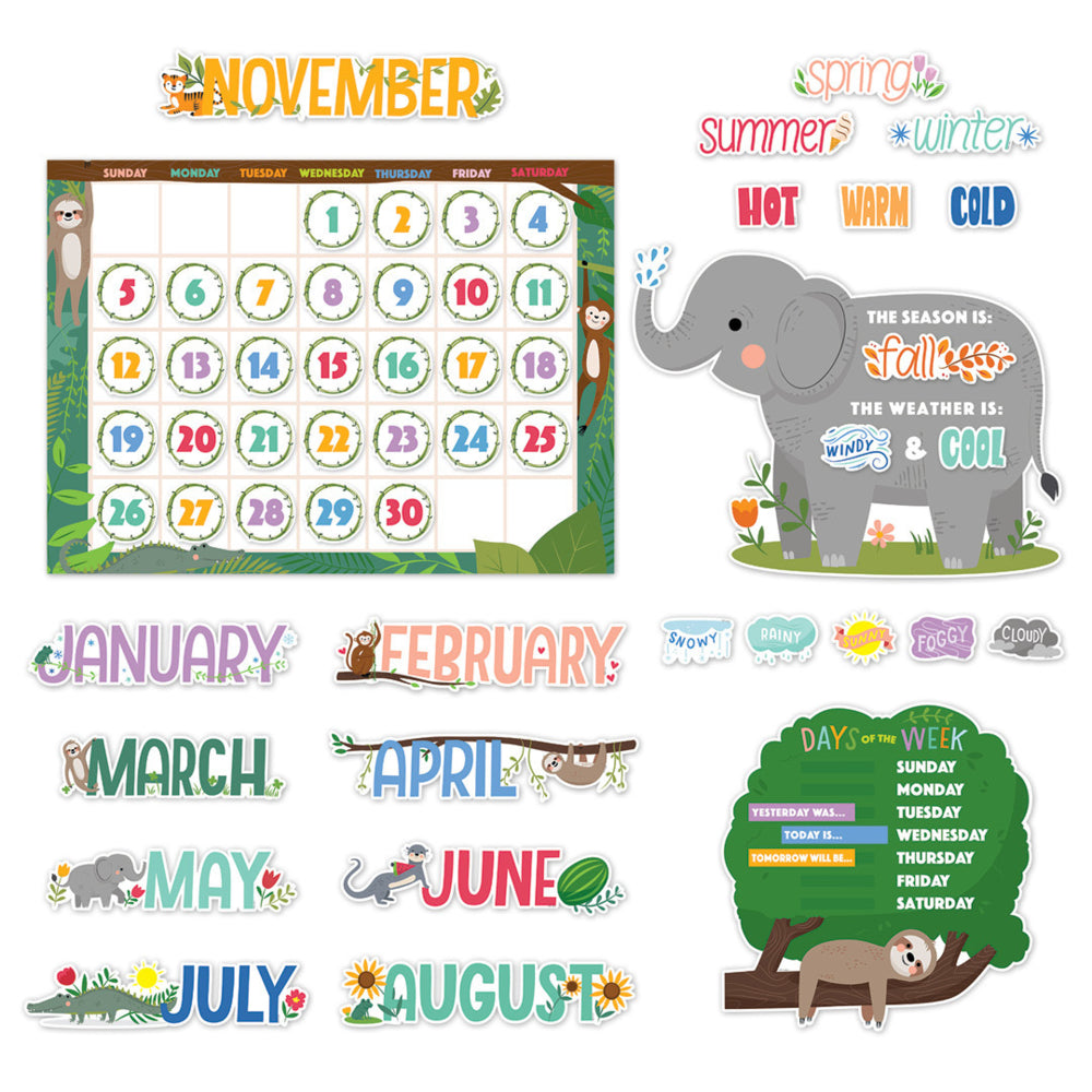 Creative Teaching Press Jungle Friends Calendar Set Bulletin Board