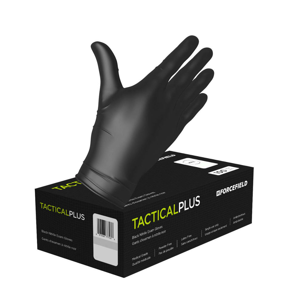 Forcefield Tactical PLUS Nitrile Powder-Free Gloves - Black - Medium - 100 Pack