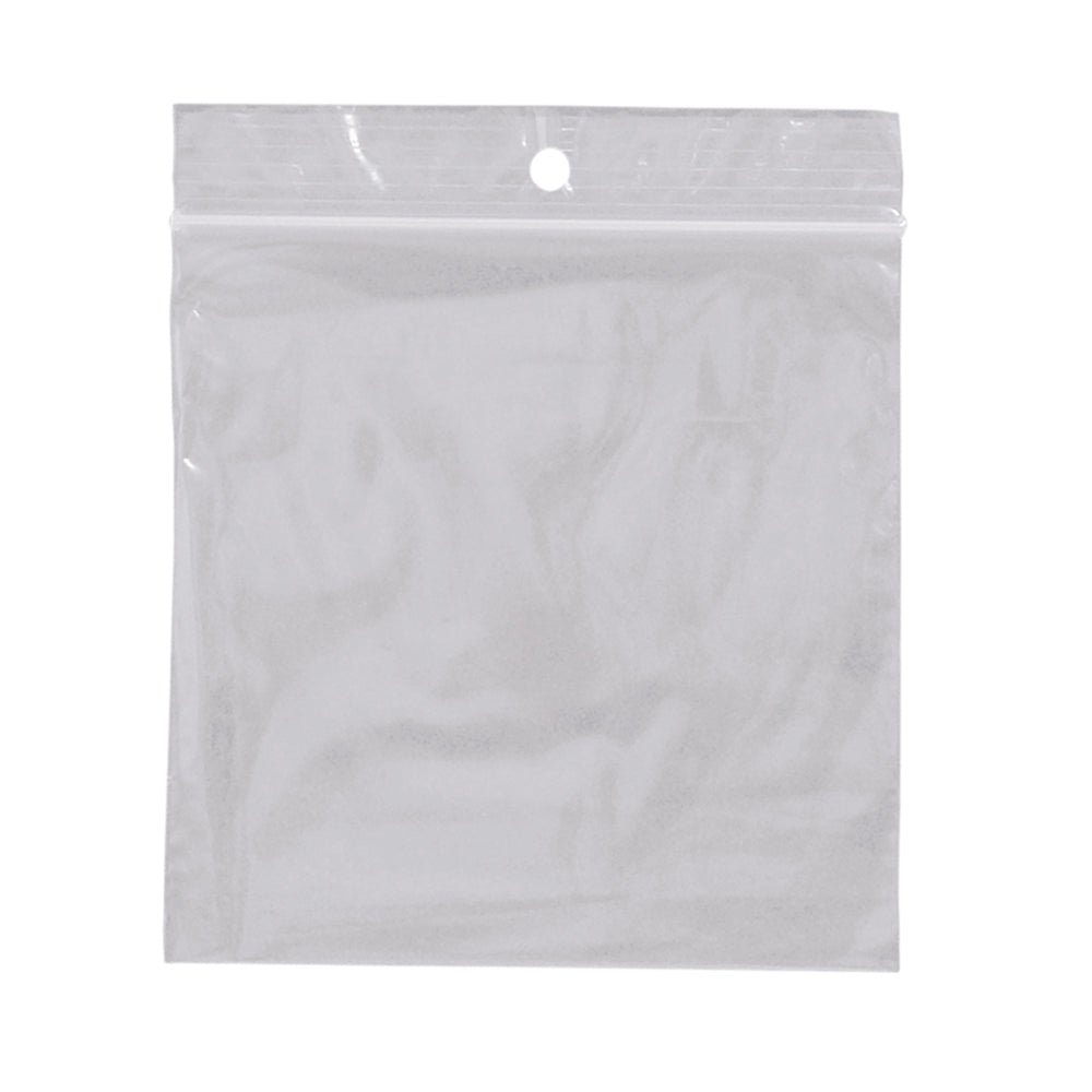 Sachet refermable en polyéthylène SPC avec trou de suspension - 2 mil - 3" x 3" - Paquet de 1 000