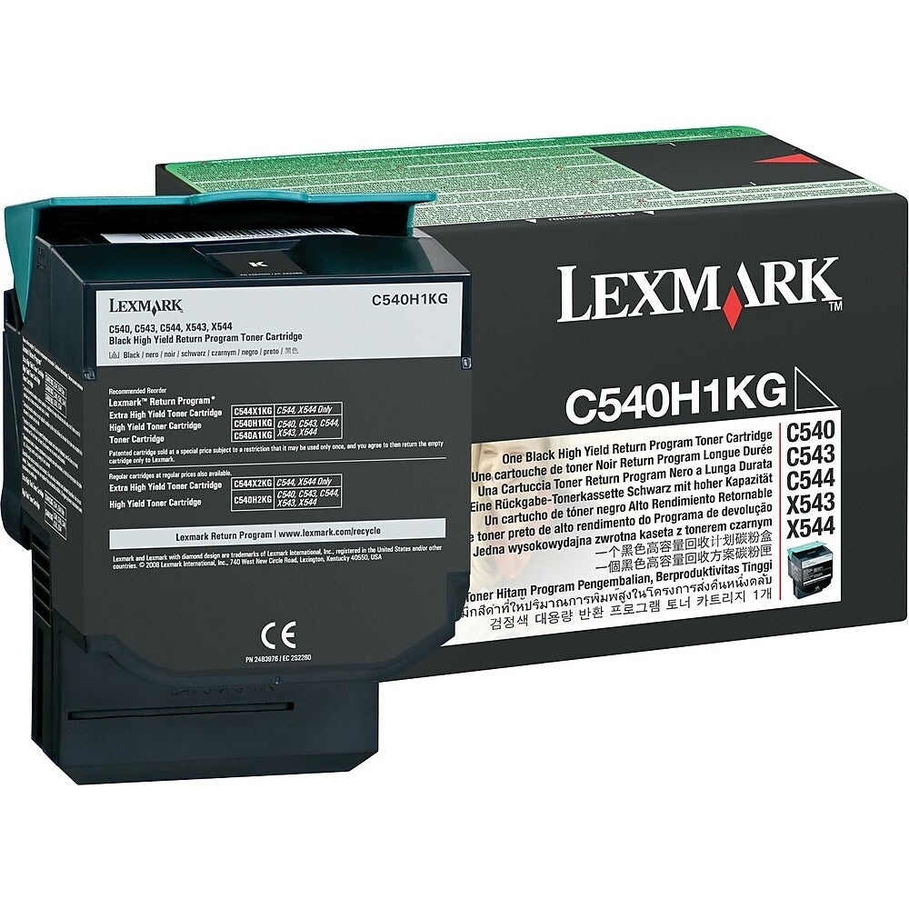 Cartouche de toner noir Lexmark C540H1KG, programme de retour, rendement élevé (C540H1KG)
