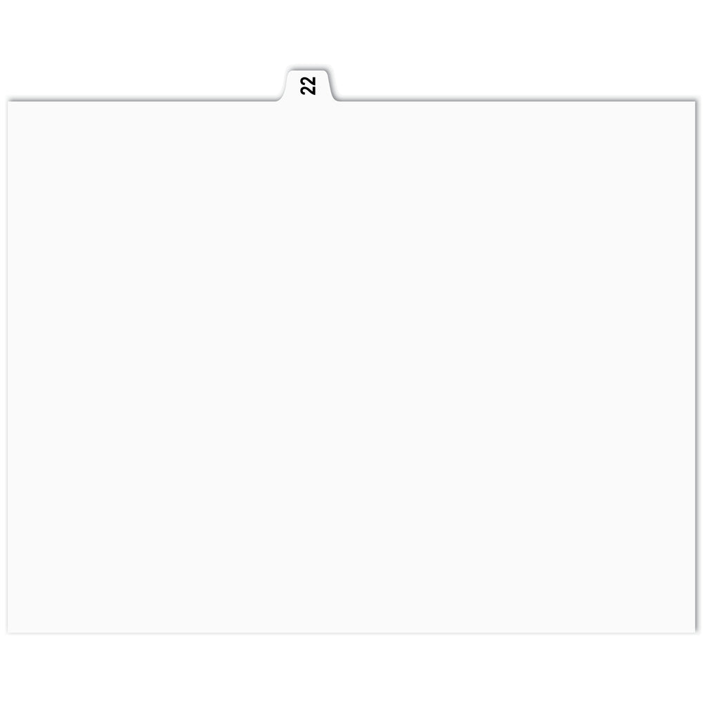 Apak Numerical Index Tabs - #22 - White - 8 1/2" x 11" - 1/15th Cut - 110 lb. - Unpunched - 25 Pack