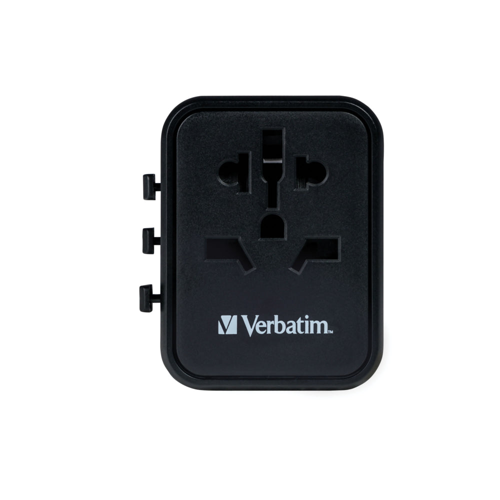 Verbatim Universal Travel Adapter 12 W - 3.50" L x 2.20" W x 4.10" H - Black