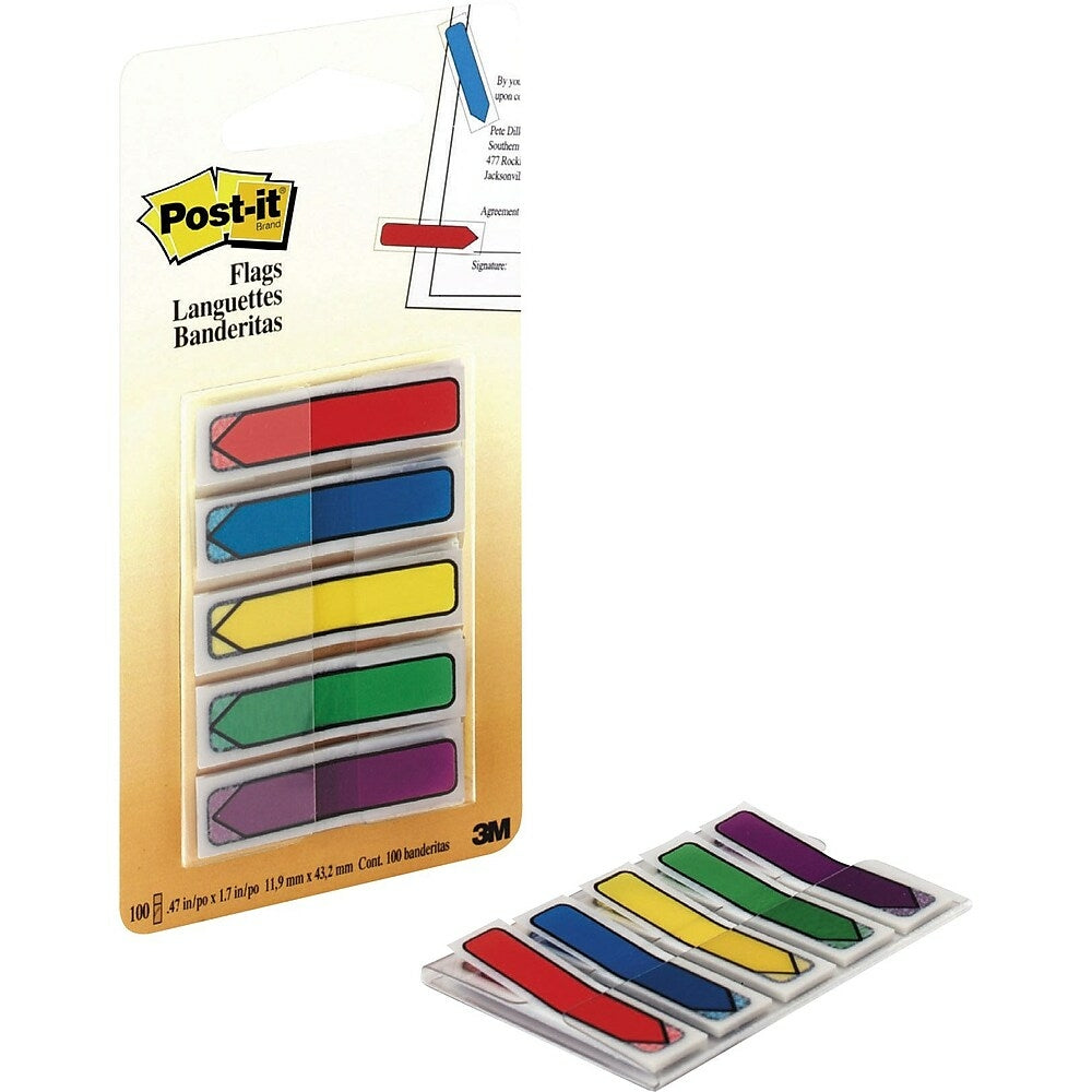 Étiquettes Post-it, mini-flèches, 12 x 43 mm, couleurs assorties, paquet de 100