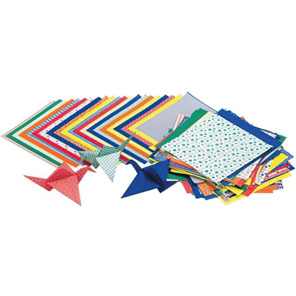 Origami économique, couleurs et motifs variés, 15 cm x 15 cm, 72 feuilles/paquet.