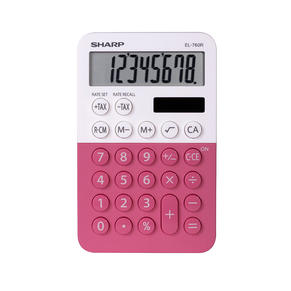 Sharp EL760RBPK Twin Power XL 8-digit Display Calculator - Pink