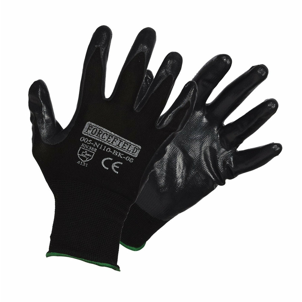 Gants de travail Forcefield en nylon tricoté sans couture avec paume enduite de nitrile – Taille L – (005-N110-BK)