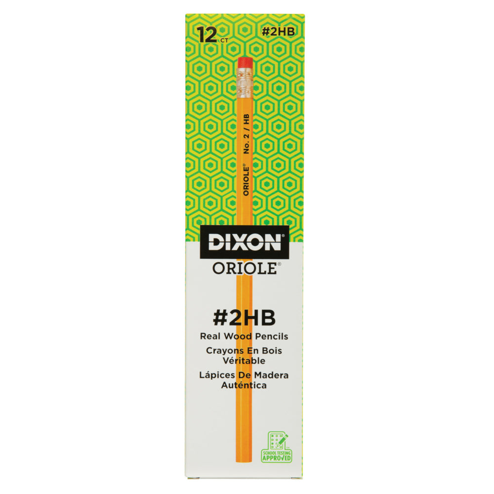 Dixon Oriole Wood-Cased Pencils - #2 HB - Soft - Yellow - 12 Pack