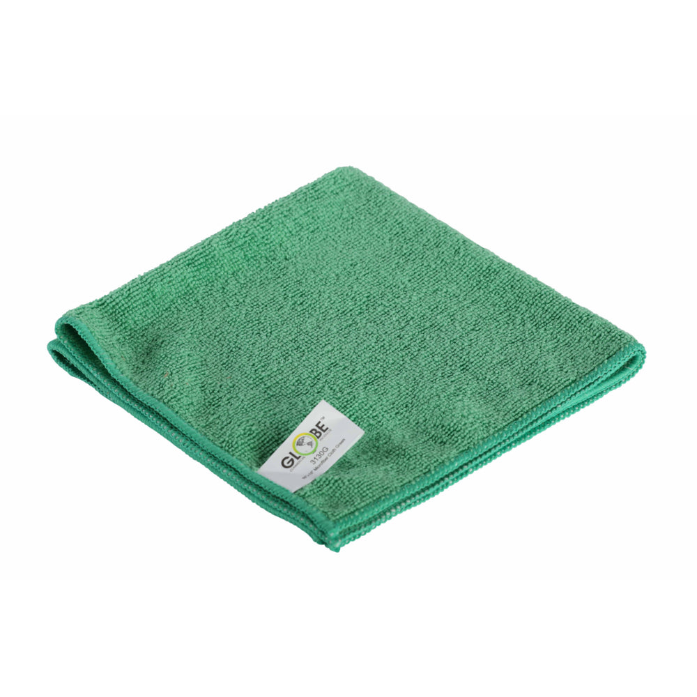 Chiffon microfibre commercial Globe - 240 g/m² - 35,5 x 35,5 cm - Vert - Lot de 10
