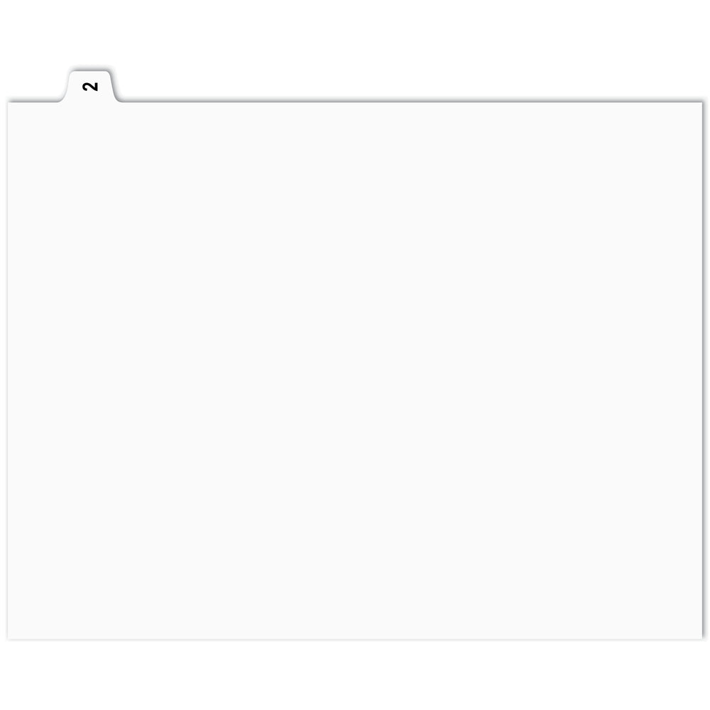 Onglets d'indexation numérique Apak - n° 2 - Blancs - 8 1/2" x 11" - Coupe 1/15e - 110 lb - Non perforés - Paquet de 25