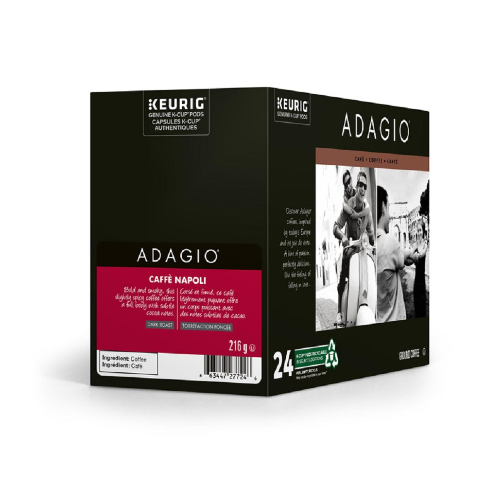 Capsules K-Cup Adagio Caffe Napoli - Torréfaction foncée - Paquet de 24